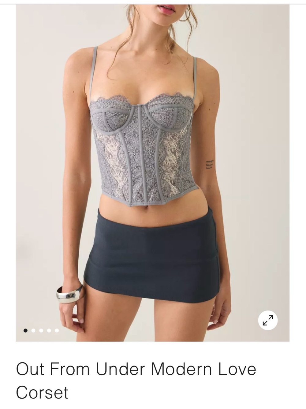Out From Under Modern Love Lace Corset Bustier in Dusty Blue